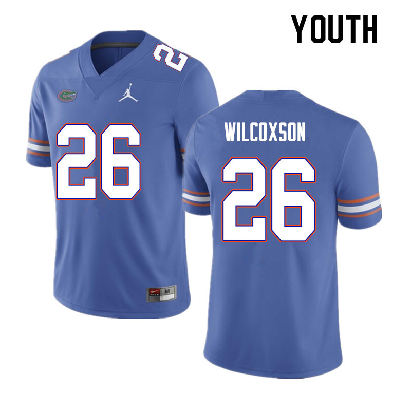 Youth #26 Kamar Wilcoxson Florida Gators College Football Jerseys Sale-Blue - Click Image to Close